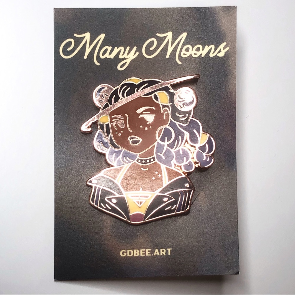 Fantastic hard enamel Space themed pin, Many Moons - Picture 1 of 2
